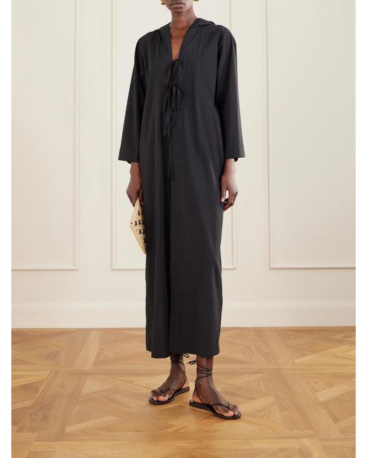 Lisa Marie Fernandez Black Hooded Cotton-Voile Kaftan