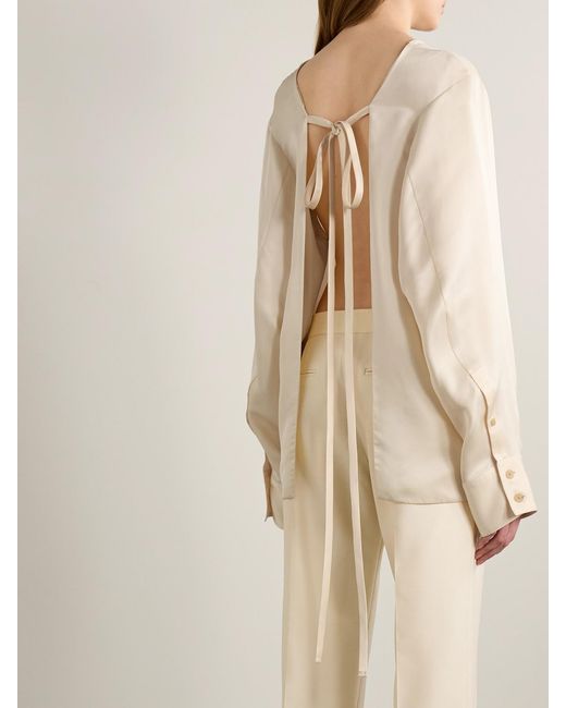 Khaite Natural Durion Open-Back Satin Top