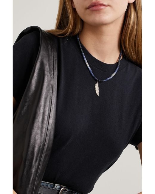 Sydney Evan Metallic Feather Kette Mit Zierperlen, Diamanten Und Details Aus 14 Karat