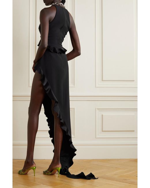 David Koma Black Cutout Crepe Gown