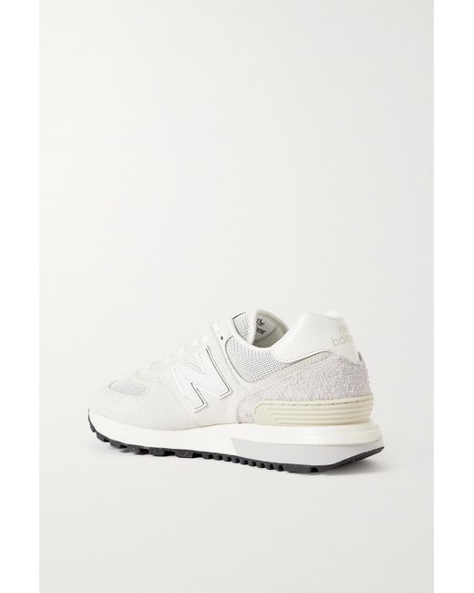 New Balance 574 Leather-trimmed Suede And Mesh Sneakers in White | Lyst UK