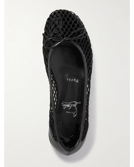 Christian Louboutin Black Sweetie Jane 20 Flache Schuhe Aus Netzmaterial Mit Glanzlederbesätzen