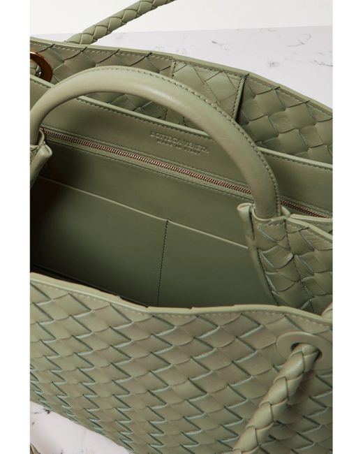 Bottega Veneta Green Andiamo Medium Intrecciato Leather Tote