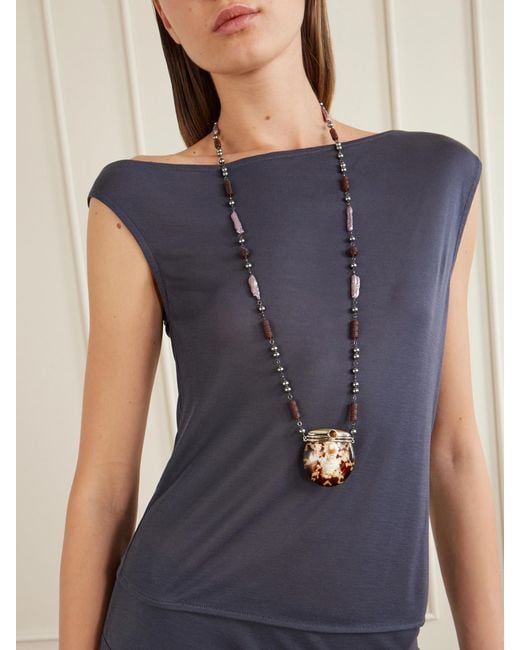 Tory Burch Natural Shell-Tone Beaded Necklace