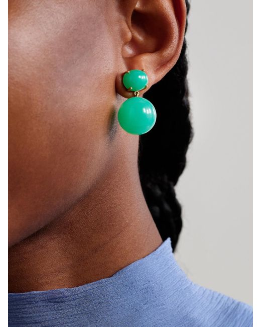 Irene Neuwirth Green Gumball 18-Karat Chrysoprase Earrings