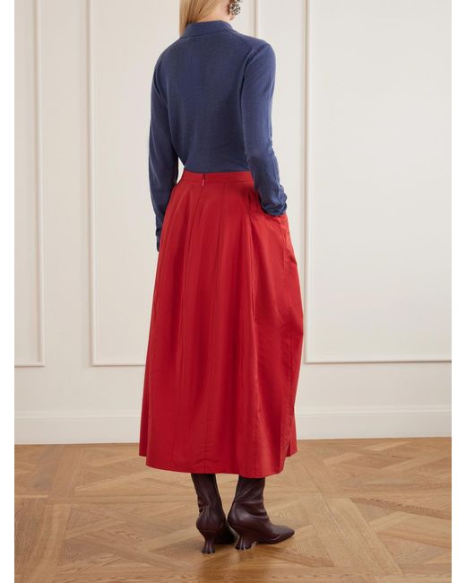 Tibi Red Lantern Paneled Shell Skirt