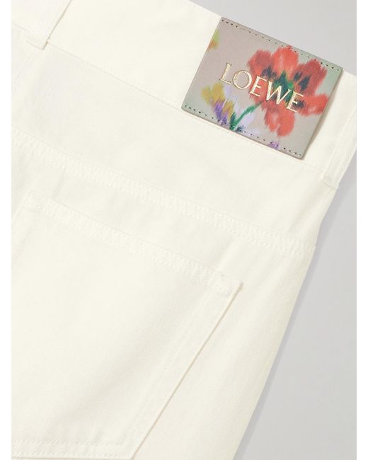Loewe White Layered Pleated High-Rise Wide-Leg Jeans