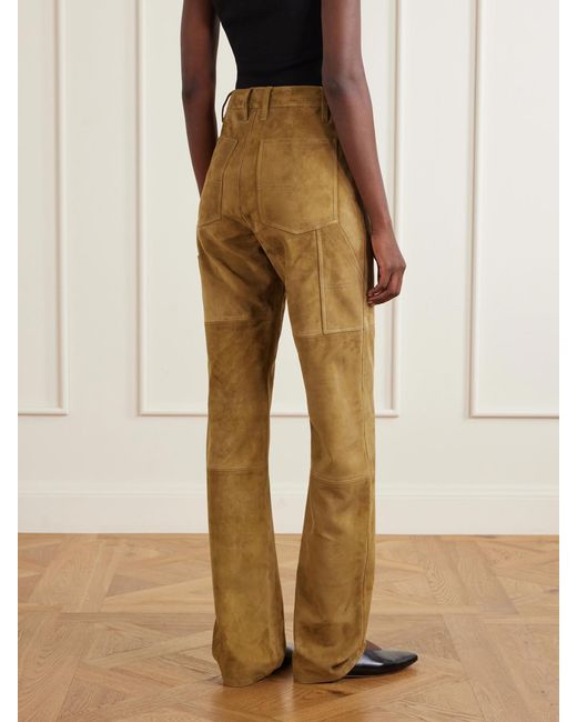 Altuzarra Natural Mills Suede Straight-Leg Pants