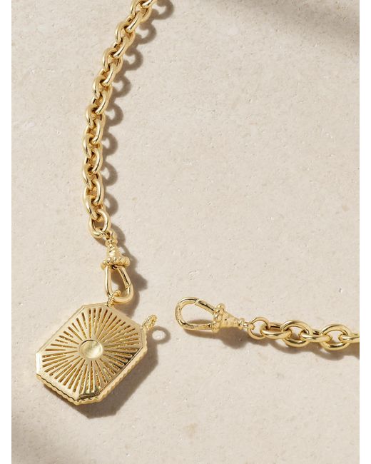 Marie Lichtenberg Metallic Heart Mini Scap 14-Karat, Cord, Enamel And Diamond Necklace