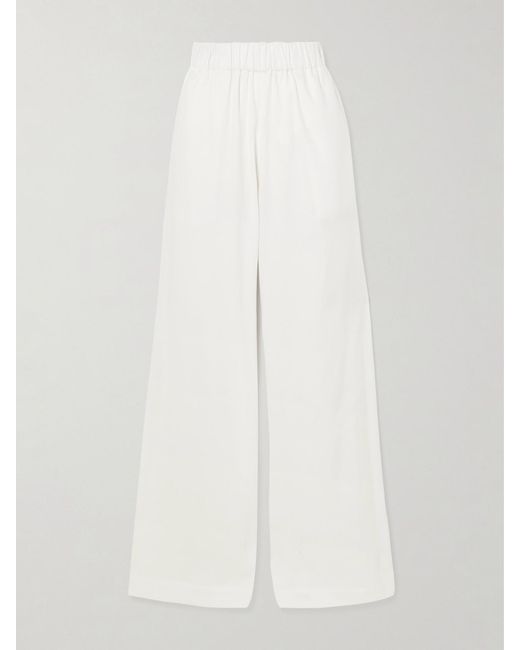 Marrakshi Life White Cotton-Canvas Wide-Leg Pants