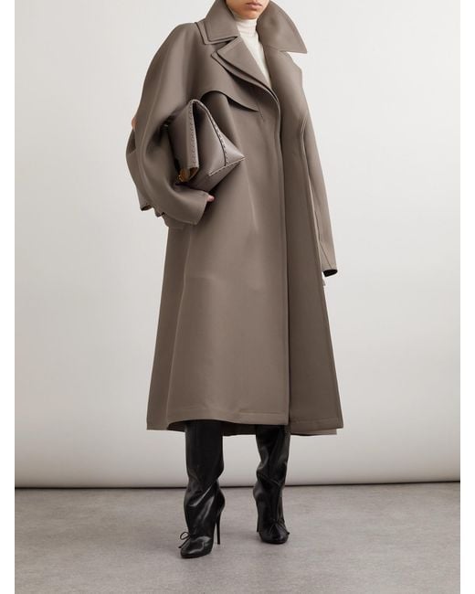 Alaïa Natural Oversized Layered Wool-Blend Twill Coat