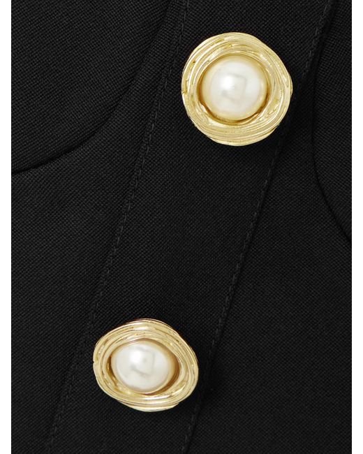 Balmain Black Embellished Wool Bustier Top