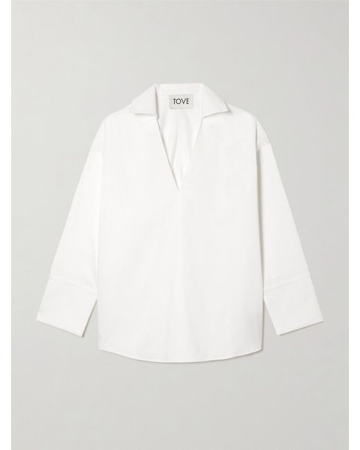 TOVE White Luisa Cotton-Blend Poplin Shirt