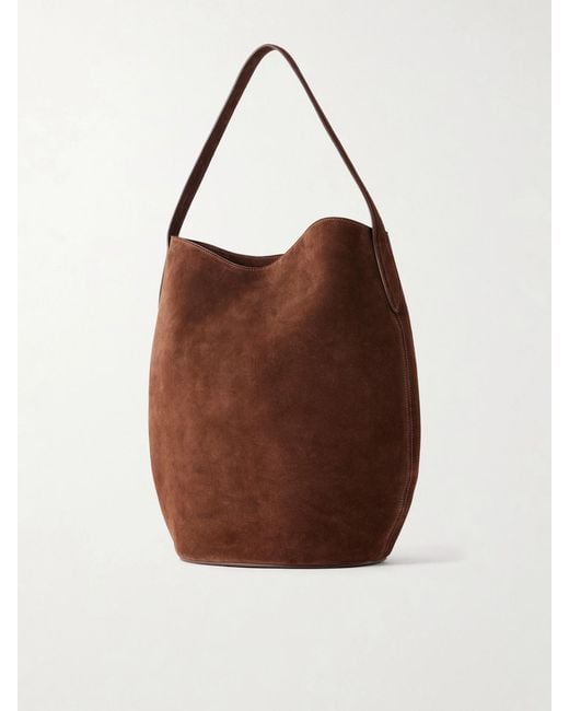 Liffner Brown Buckled Large Suede Shoulder Bag