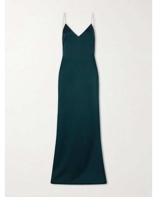 Tom Ford Blue Embellished Silk-Satin Gown