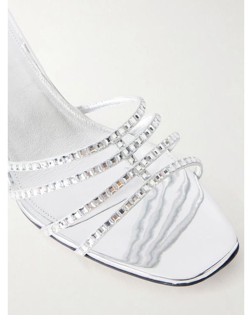 Aquazzura Natural Sensation 35 Embellished Metallic Leather Mule