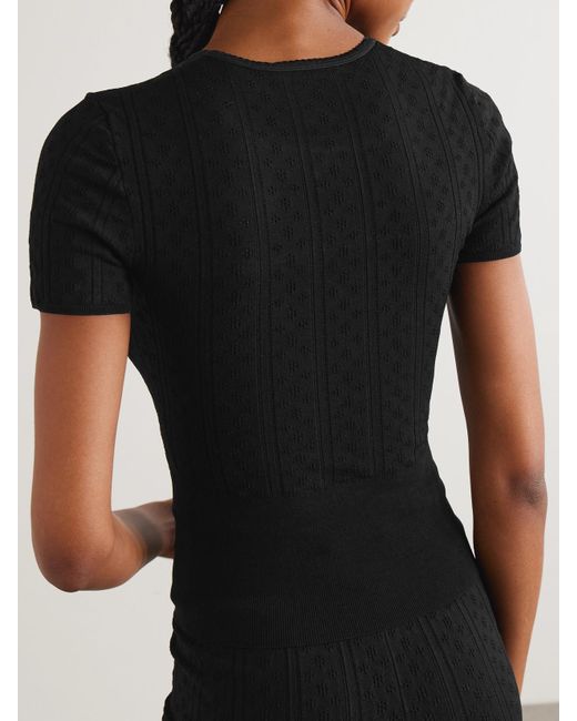 J.W. Anderson Black Bow-Detailed Recycled Pointelle-Knit T-Shirt