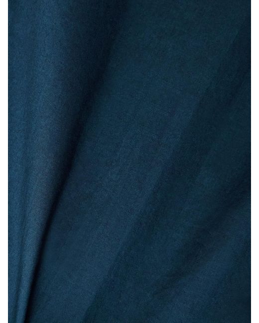Emporio Sirenuse Blue Andorra Iris Cropped Embroidered Cotton-Blend Poplin Top