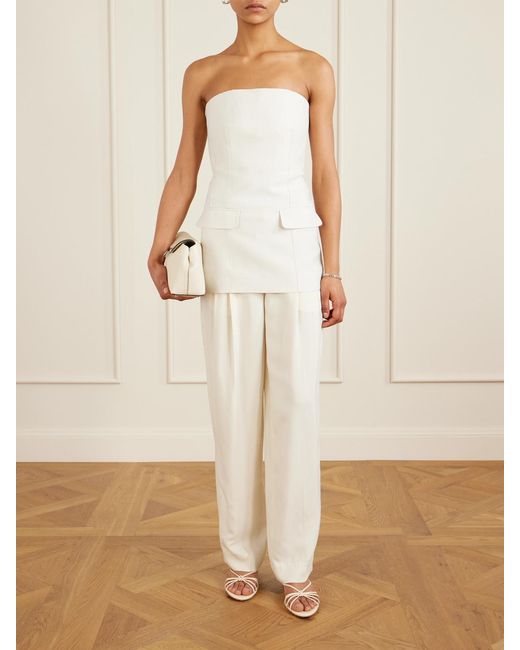 Totême  White Strapless Darted Wool And Silk-Blend Crepe Bustier Top