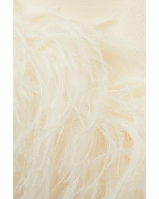 Taller Marmo White Net Sustain Gina Feather-Trimmed Crepe Mini Dress