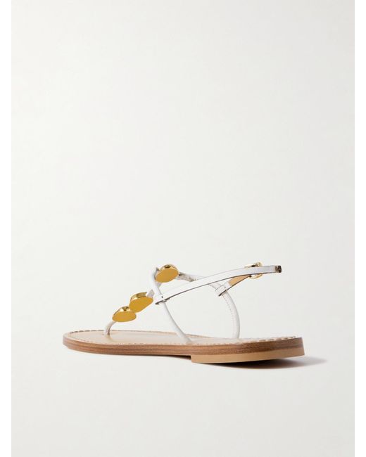 Amanu White The Nairobi Sandalen Aus Leder Mit Verzierungen