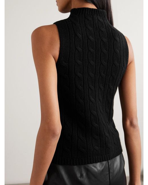 arch4 Black Cassie Cable-Knit Silk And Organic Cashmere-Blend Tank