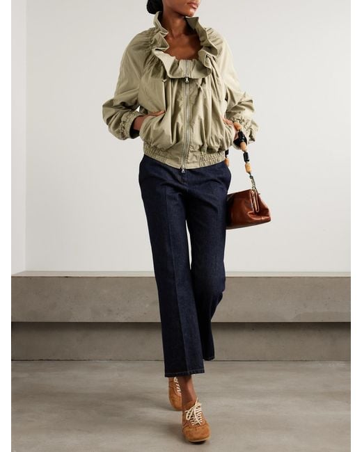 Dries Van Noten Natural Ruffled Gathered Cotton-Blend Jacket