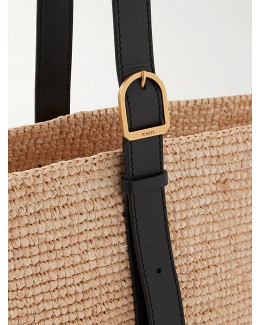 Khaite Natural Billie Beuteltasche Aus Raffiabast Mit Lederbesätzen