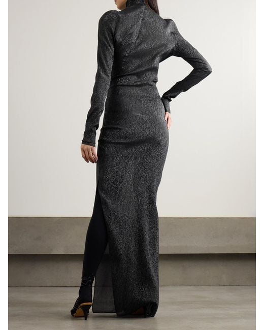Petar Petrov Gray Treasure Metallic Silk-Blend Maxi Dress