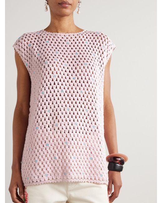 Alix Of Bohemia Pink Nolan Embellished Crocheted Cotton Tunic
