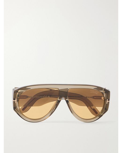 Tom Ford Natural Bronson D-Frame Tortoiseshell Acetate Sunglasses
