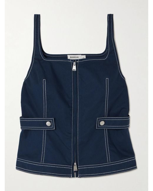 Jonathan Simkhai Blue Dolce Cotton-Blend Canvas Top