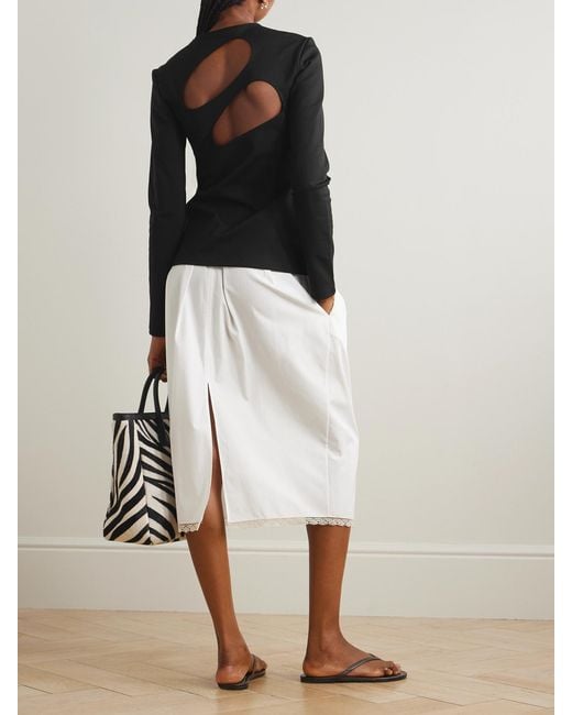 Tibi Black Cutout Stretch-Jersey T-Shirt