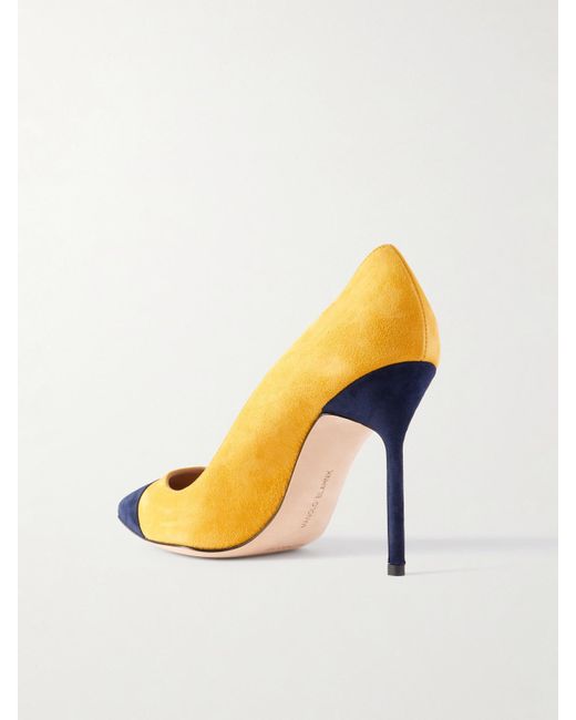 Manolo Blahnik Metallic Capcour 105 Zweifarbige Pumps Mit Spitzer Kappe Aus Veloursleder