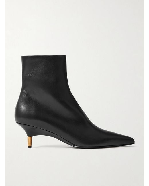 Khaite Black Bella Leather Ankle Boots