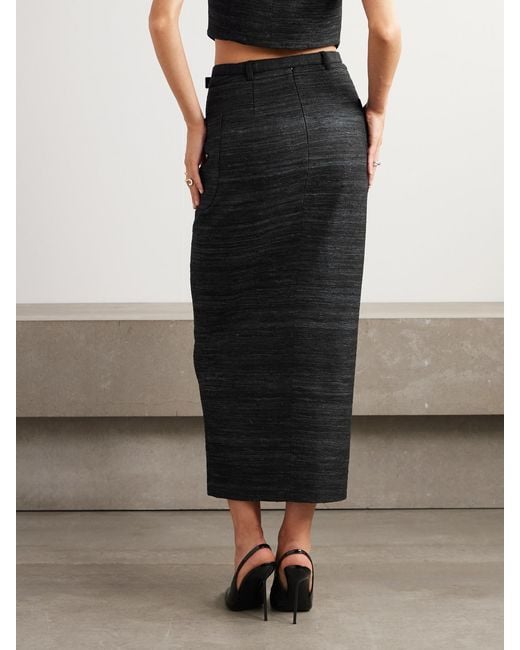 Violante Nessi Black Corot Silk-Tweed Midi Skirt