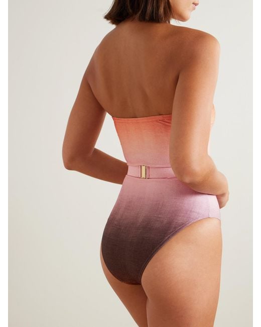 Zimmermann Pink Trägerloser Badeanzug Mit Gürtel Und Farbverlauf