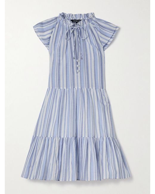 Mini-Robe En Coton À Rayures Et À Volants Zee Veronica Beard en coloris Blue