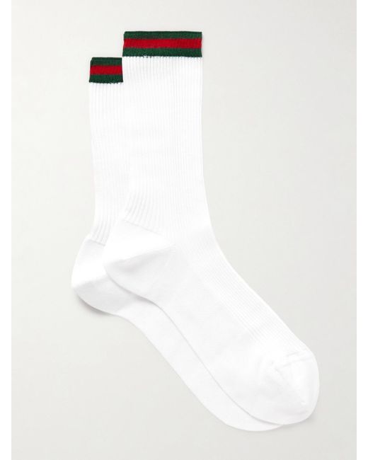 Gucci White Socken Aus Einer Gerippten Baumwollmischung