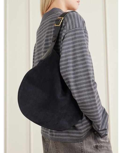 Nili Lotan Blue Jagger Suede Shoulder Bag