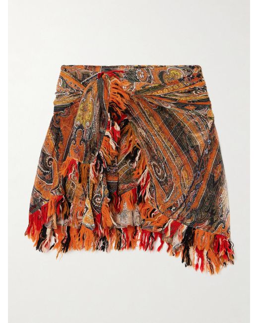 Isabel Marant Dova Shirred Paisley-Print Georgette Mini Skirt