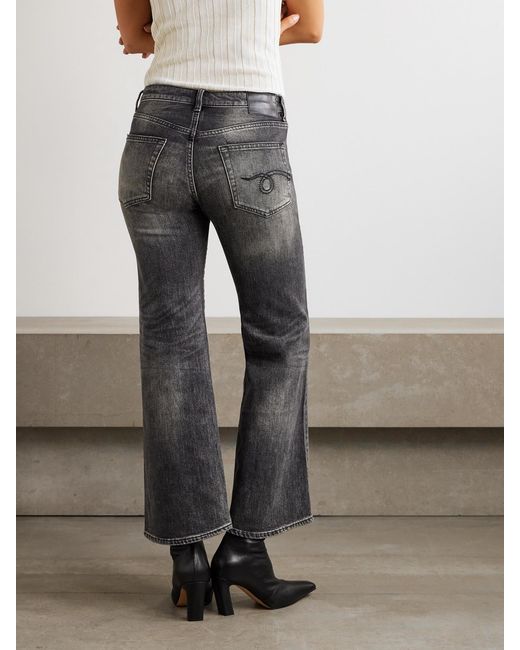 R13 Gray Joan Kick Mid-Rise Flared Jeans