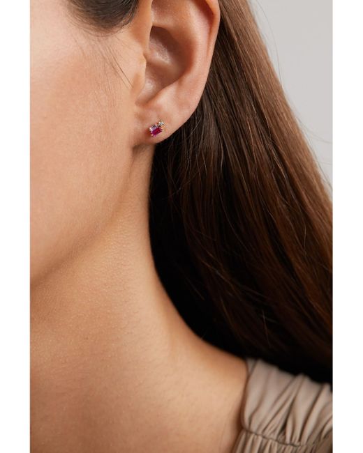 Suzanne Kalan Natural 18-Karat Rose, Diamond And Sapphire Earrings