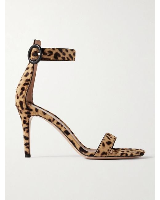 Sandales En Façon Poulain À Imprimé Léopard Portofino 85 Gianvito Rossi en coloris Metallic