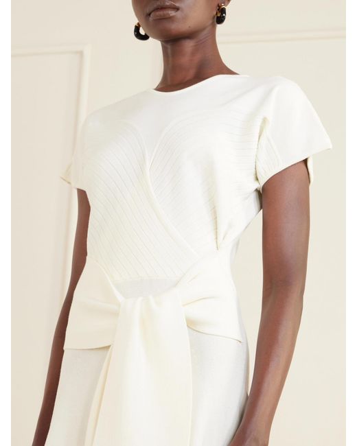 Violante Nessi White Turrel Tie-Detailed Jersey Midi Dress