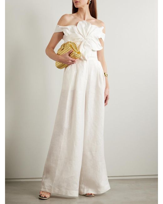 ANDRES OTALORA White Kushi Pleated Linen Wide-Leg Pants