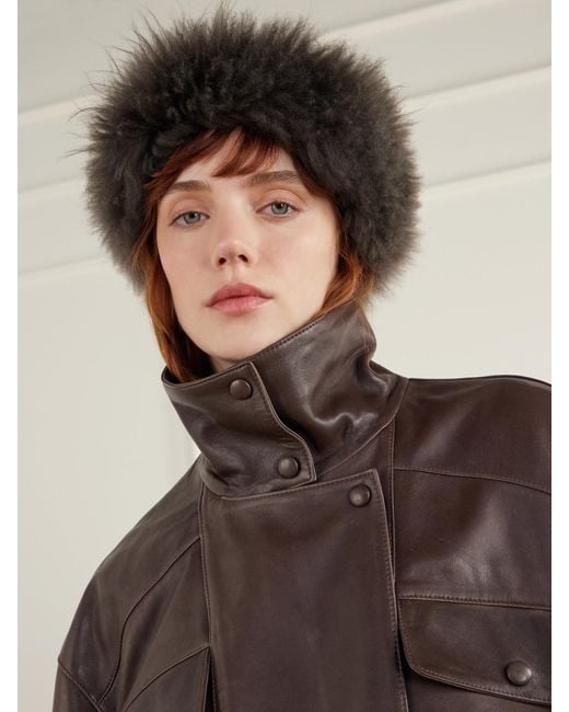 Yves Salomon Brown Shearling Headband