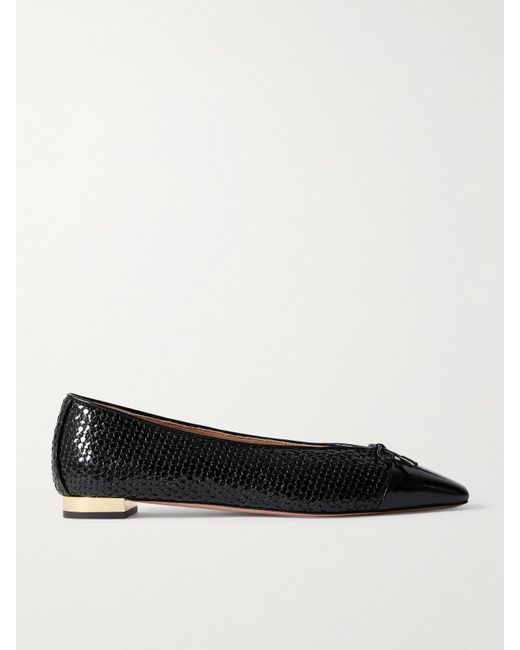 Ballerines En Cuir Glacé Texturé Gioia Aquazzura en coloris Black