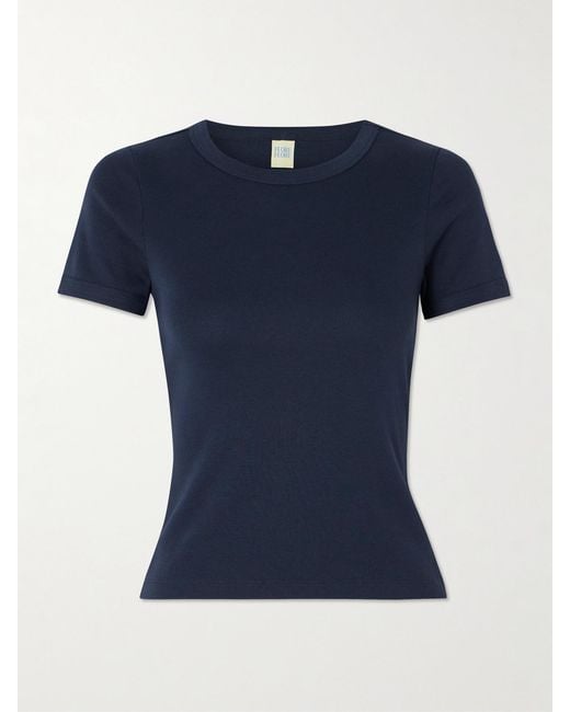 Flore Flore Blue Car Ribbed Organic Cotton-Jersey T-Shirt