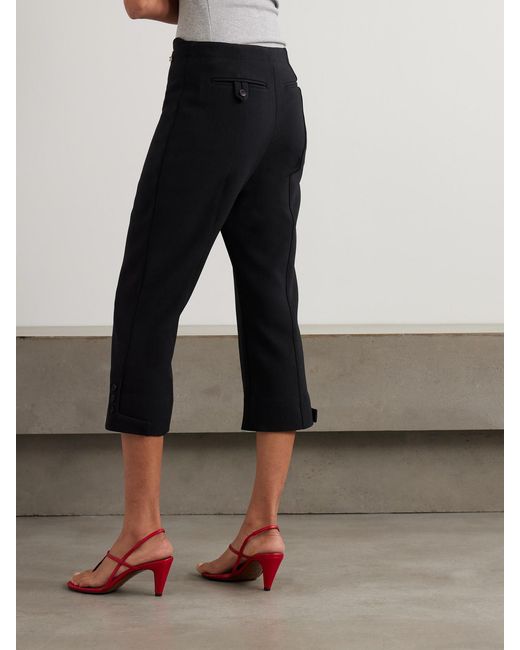 Victoria Beckham Black Cropped Crepe Flared Pants